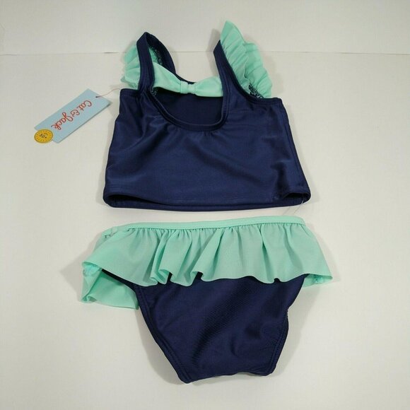 Cat & Jack 2 pc Tankini Swimsuit Dolphin Graphic Girls Size 18 Month Blue NEW - Picture 8 of 9
